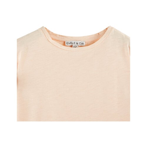 Emile Et Ida T-shirt met ruffle mouwtje in licht oranje