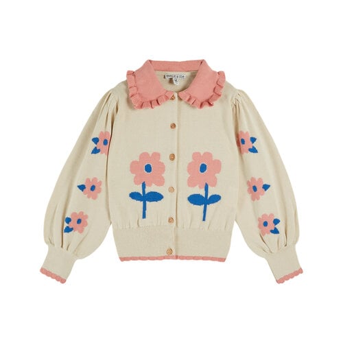 Emile Et Ida Gebreid vest met kraagje en bloemen print