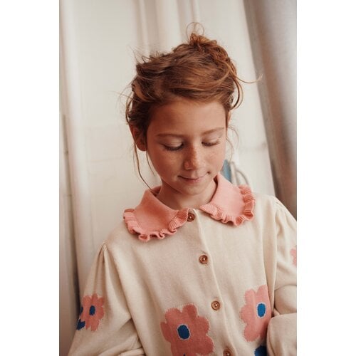 Emile Et Ida Gebreid vest met kraagje en bloemen print