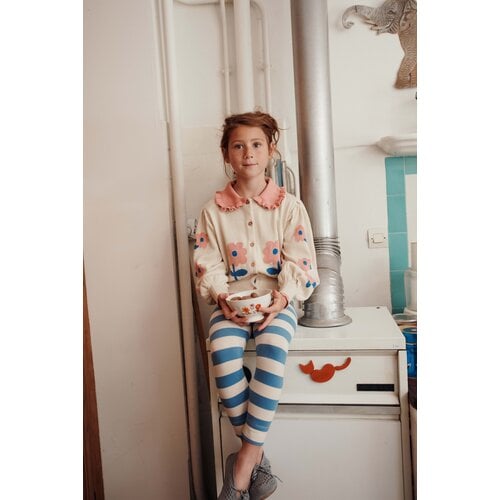 Emile Et Ida Gebreid vest met kraagje en bloemen print