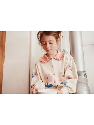 Emile & ida Floral Cardigan Light Beige