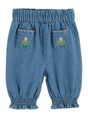Emile & ida Embroidered Pocket Trousers Light Denim