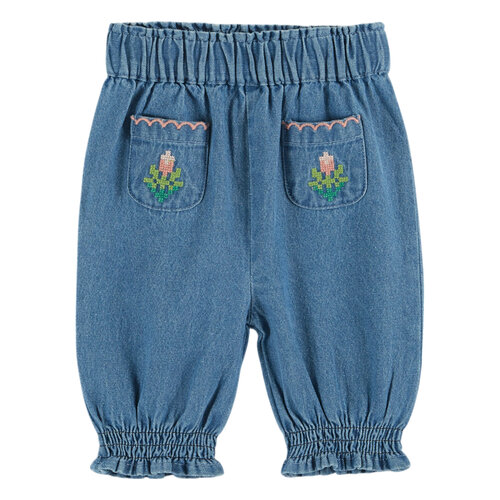Emile Et Ida Embroidered Pocket Trousers Light Denim