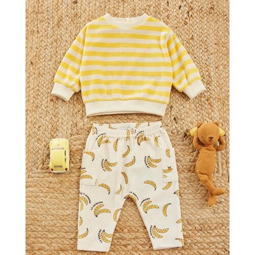 Emile Et Ida Geel gestreepte badstof trui