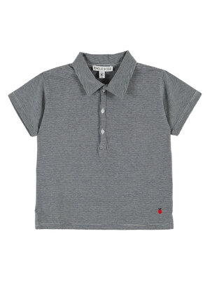 Emile & ida Striped Sailor Polo Navy Stripe