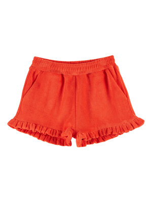Emile & ida Terry Ruffle Shorts Coquelicot