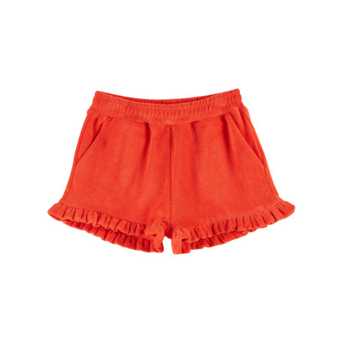 Emile Et Ida Terry Ruffle Shorts Coquelicot