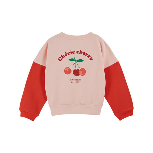 Emile Et Ida Roze sweater met kersen opdruk