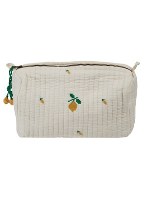 Emile Et Ida Embroidered Toiletry Bag Cream