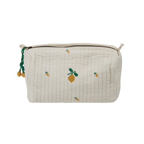 Emile Et Ida Embroidered Toiletry Bag Cream