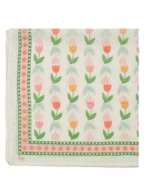 Emile Et Ida Printed Silk & Cotton Scarf Tulipe