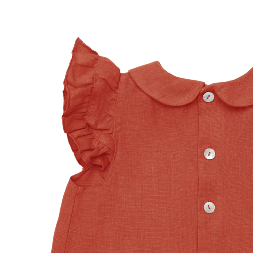Donsje Linnen blouse in warm rood met knoopjes