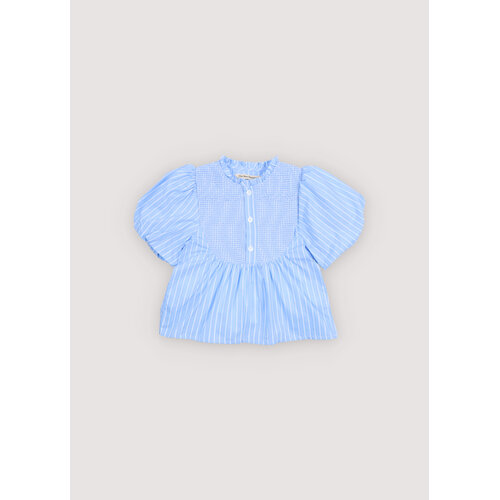the new society Licht blauw gestreepte blouse