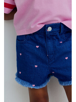 the new society Lys Short Hearts Light Denim