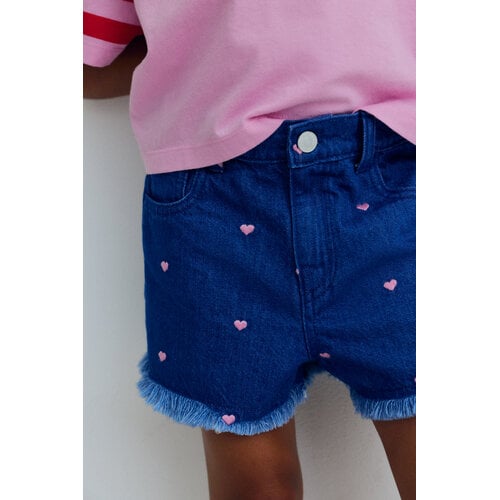 the new society Lys Short Hearts Light Denim