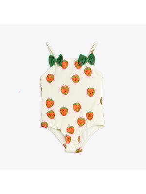 Mini Rodini Strawberries Swimsuit | Off-White