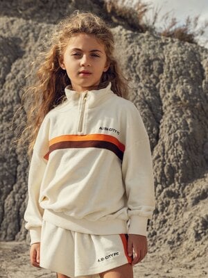 Mini Rodini Alien City Zip Terry Sweatshirt | Off-White