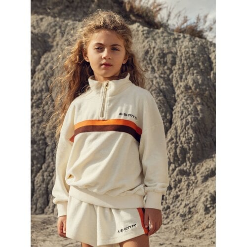 Mini Rodini Alien City Zip Terry Sweatshirt | Off-White