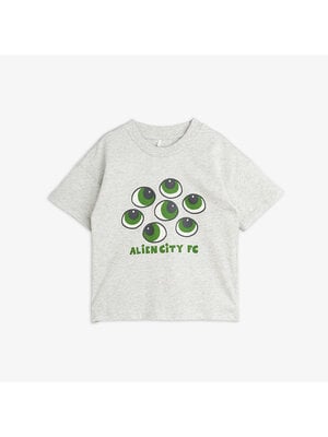 Mini Rodini Eyes Ss Tee | Grey Melange
