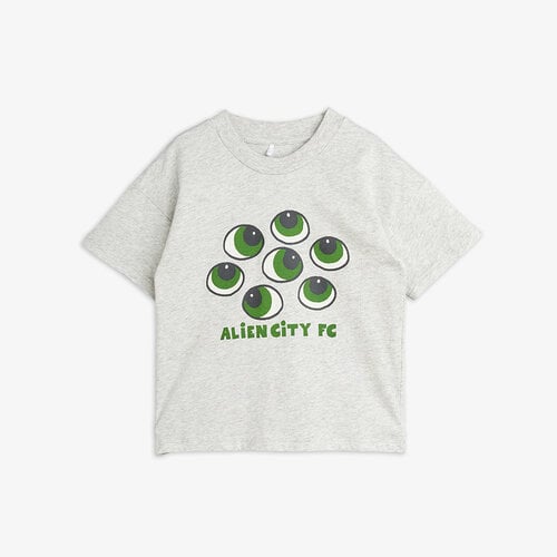 Mini Rodini Eyes Ss Tee | Grey Melange