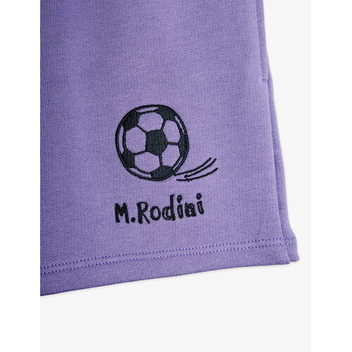 Mini Rodini Paarse sweatshort met voetbal