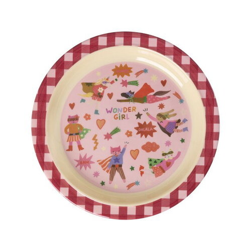 Rice Kids Plate Pink Hero Print