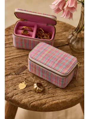 Louise Misha Soumaya Jewerly Box Pink Pomelo Checks