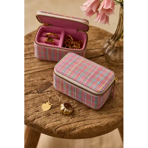 Louise Misha Soumaya Jewerly Box Pink Pomelo Checks