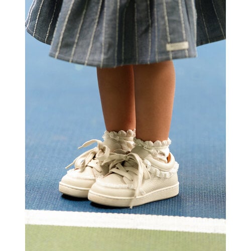 Donsje Leren sneaker in gebroken wit