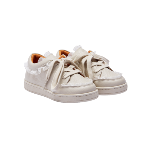 Donsje Leren sneaker in gebroken wit