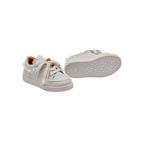 Donsje Leren sneaker in gebroken wit