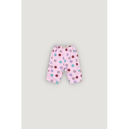 the new society Licht roze baby denim broek met all-over smiley print