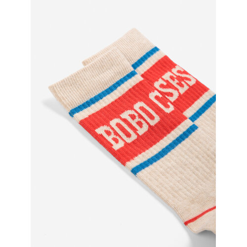 Bobo Choses Lange beige sokken met opdruk