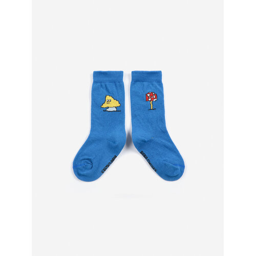Bobo Choses Blauwe baby sokken met opdruk