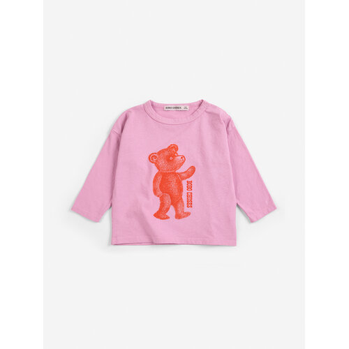 Bobo Choses Roze baby t-shirt met lange mouwen en opdruk