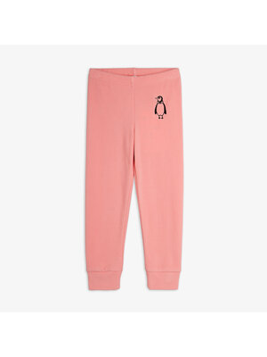Mini Rodini Penguin Emb Microfleece Trousers | Pink Mini Rodini Penguin Emb Microfleece Trousers | Pink