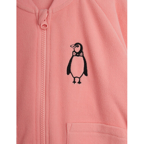 Mini Rodini Roze fleece jasje met pinguïn