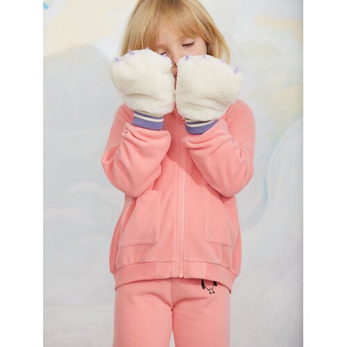 Mini Rodini Roze fleece jasje met pinguïn