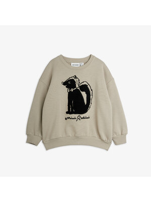 Mini Rodini Skunk Chenille Sweatshirt | Grey Mini Rodini Skunk Chenille Sweatshirt | Grey
