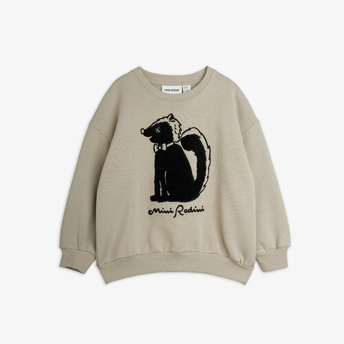 Mini Rodini Skunk Chenille Sweatshirt | Grey Mini Rodini Skunk Chenille Sweatshirt | Grey