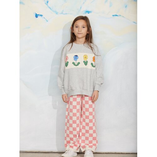 Mini Rodini Grijze trui met viooltjes Mini Rodini Grijze trui met viooltjes
