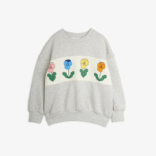 Mini Rodini Grijze trui met viooltjes Mini Rodini Grijze trui met viooltjes
