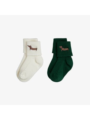 Mini Rodini Dog Emb 2-Pack Ribbed Baby Socks | Multi Mini Rodini Dog Emb 2-Pack Ribbed Baby Socks | Multi