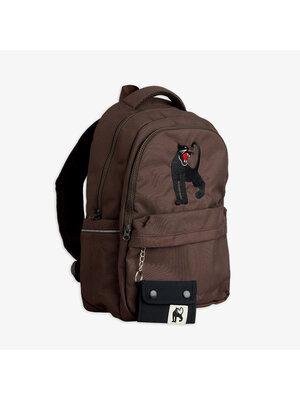 Mini Rodini Panther Emb School Backpack | Brown Mini Rodini Panther Emb School Backpack | Brown