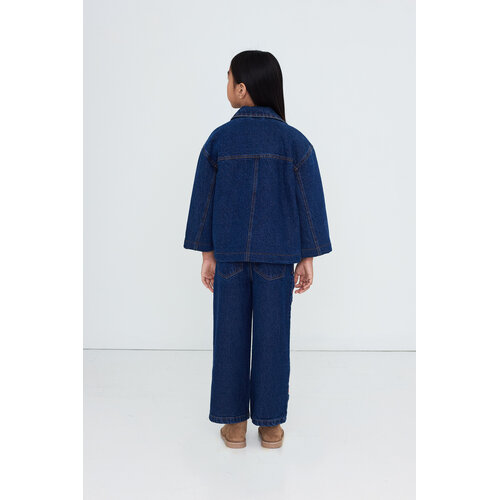 Tinycottons Denim broek met geborduurde paddestoelen