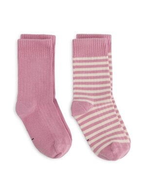 Gray label Ribbed Socks | 2-pack | Bubblegum - Cream Gray label Ribbed Socks | 2-pack | Bubblegum - Cream