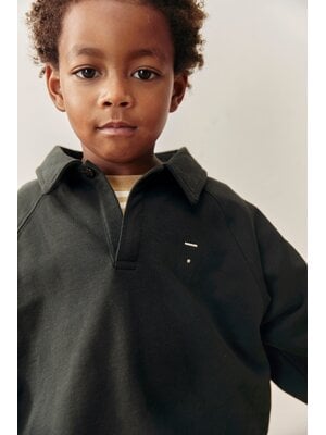 Gray label Polo Sweatshirt GOTS | Pirate Black Gray label Polo Sweatshirt GOTS | Pirate Black