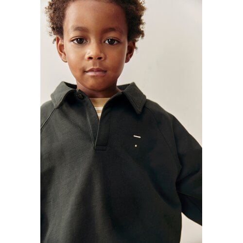 Gray label Polo Sweatshirt GOTS | Pirate Black Gray label Polo Sweatshirt GOTS | Pirate Black