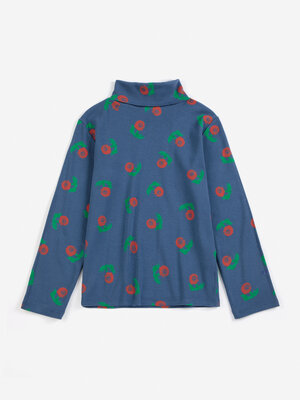 Bobo Choses Stamp Bloom All Over Turtle Neck T-Shirt | Navy Blue Bobo Choses Stamp Bloom All Over Turtle Neck T-Shirt | Navy Blue