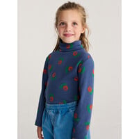 Stamp Bloom All Over Turtle Neck T-Shirt | Navy Blue